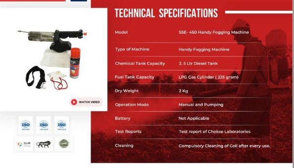 Mini Fogging Machine 2.5 Ltr Diesel Tank SSE-450 - Image 3