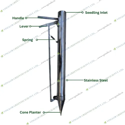 Manual Vegetable Transplanter, Stainless Steel Body ( Single Cone Model ) - Image 4
